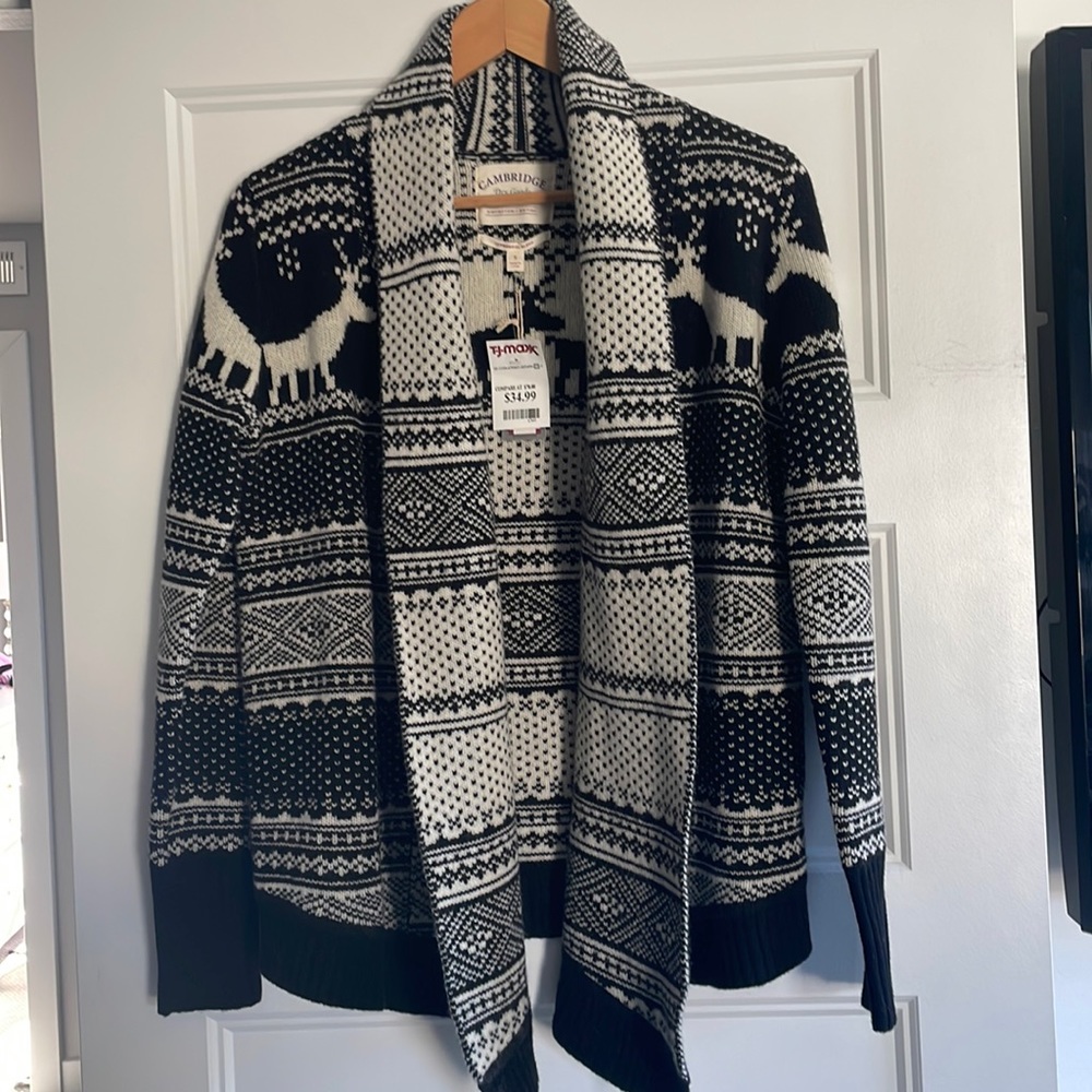 Black and cream reindeer cardigan
